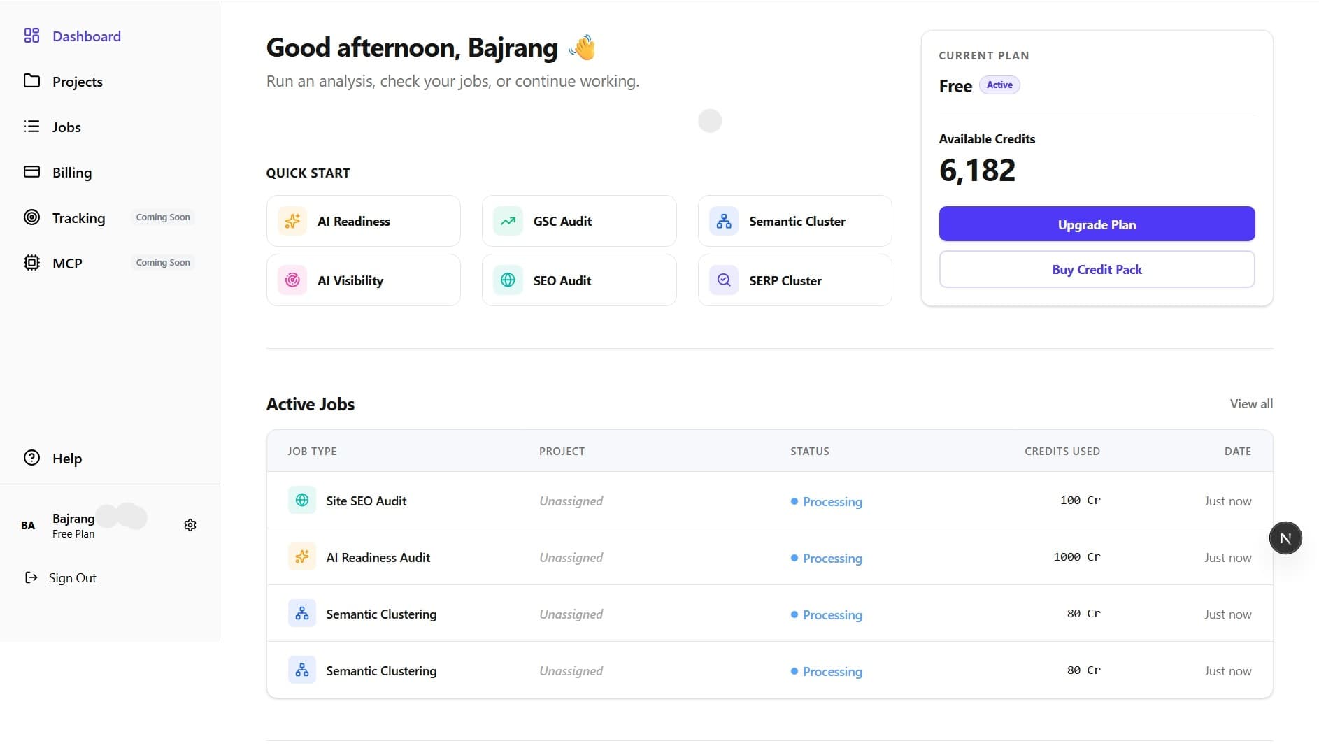 SERP Cluster Dashboard