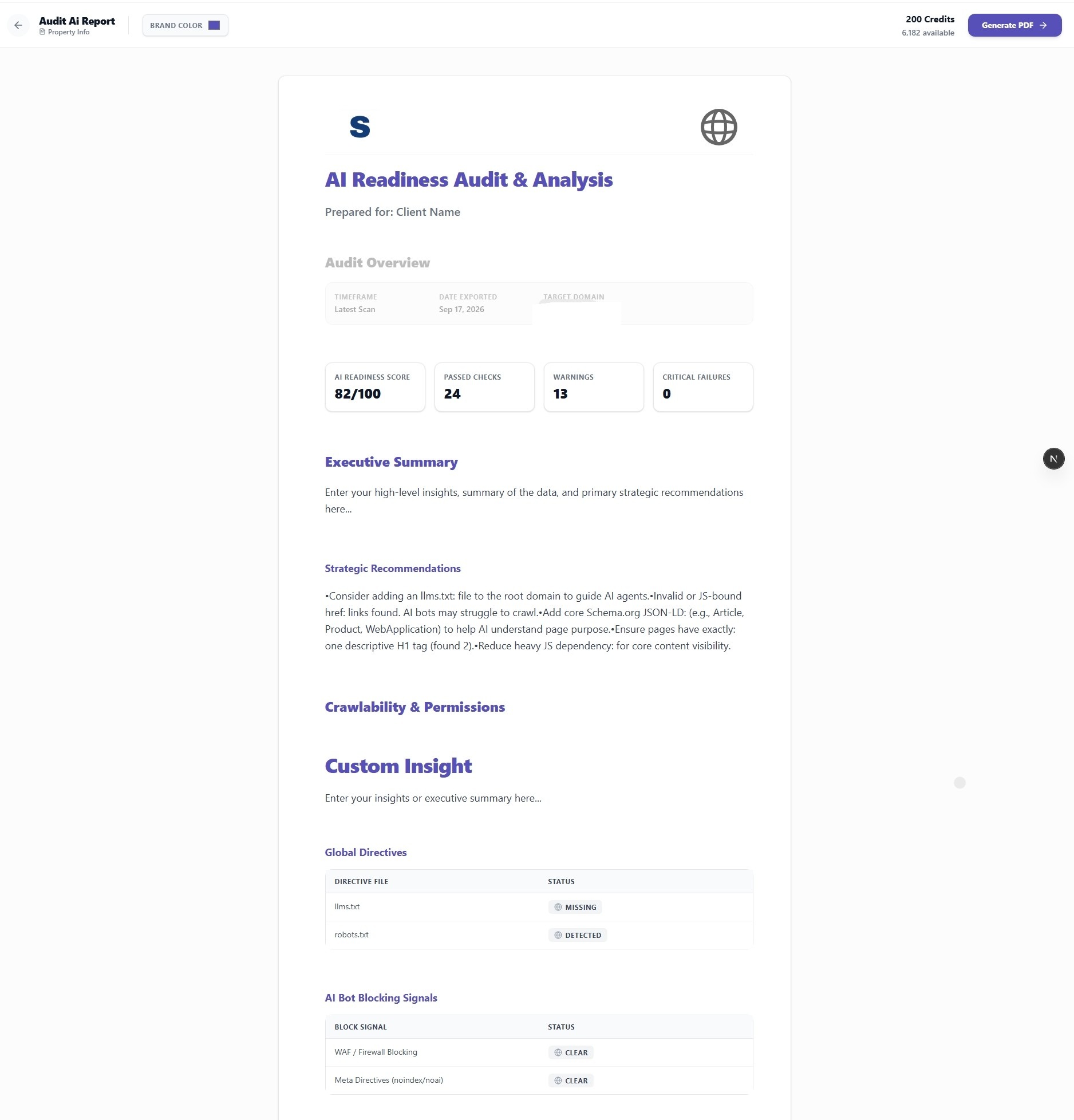 Export Actionable Technical GEO Report